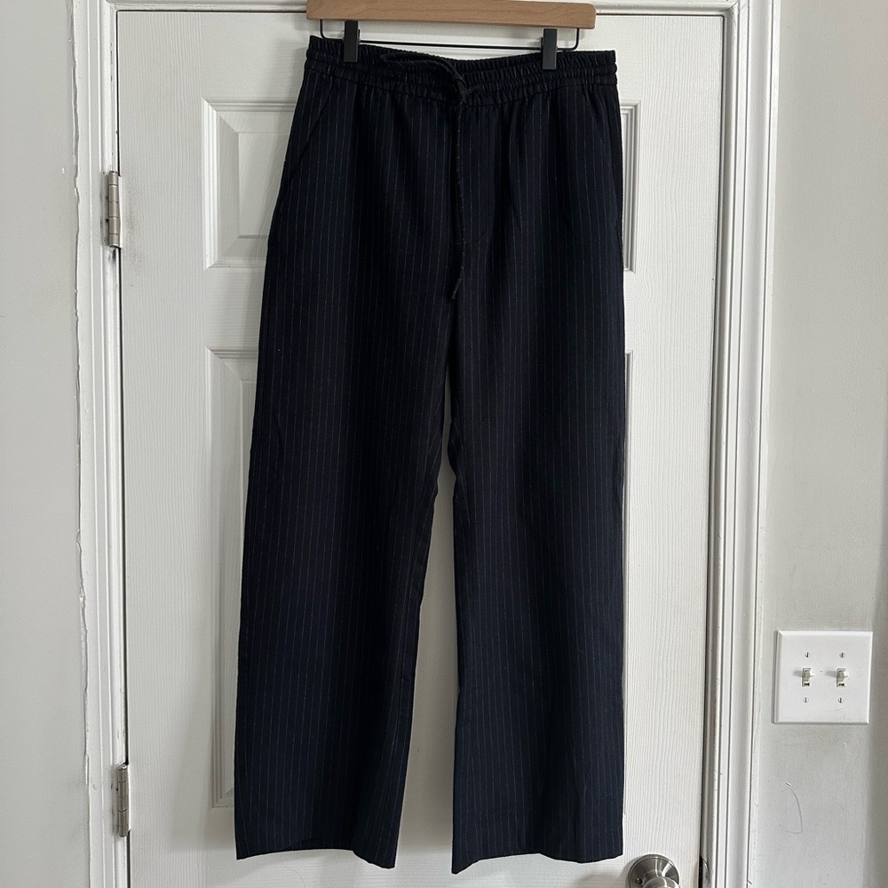 Zara Black Pinstripe Wide-Leg Pants